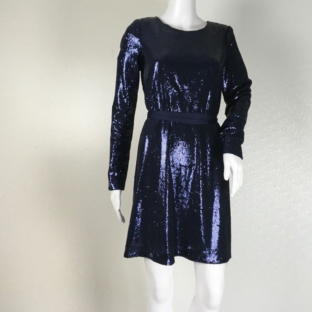 NWT Ramy Brook Women's Mini Dress "Hallie" Sequin Metallic Blue Sz XS